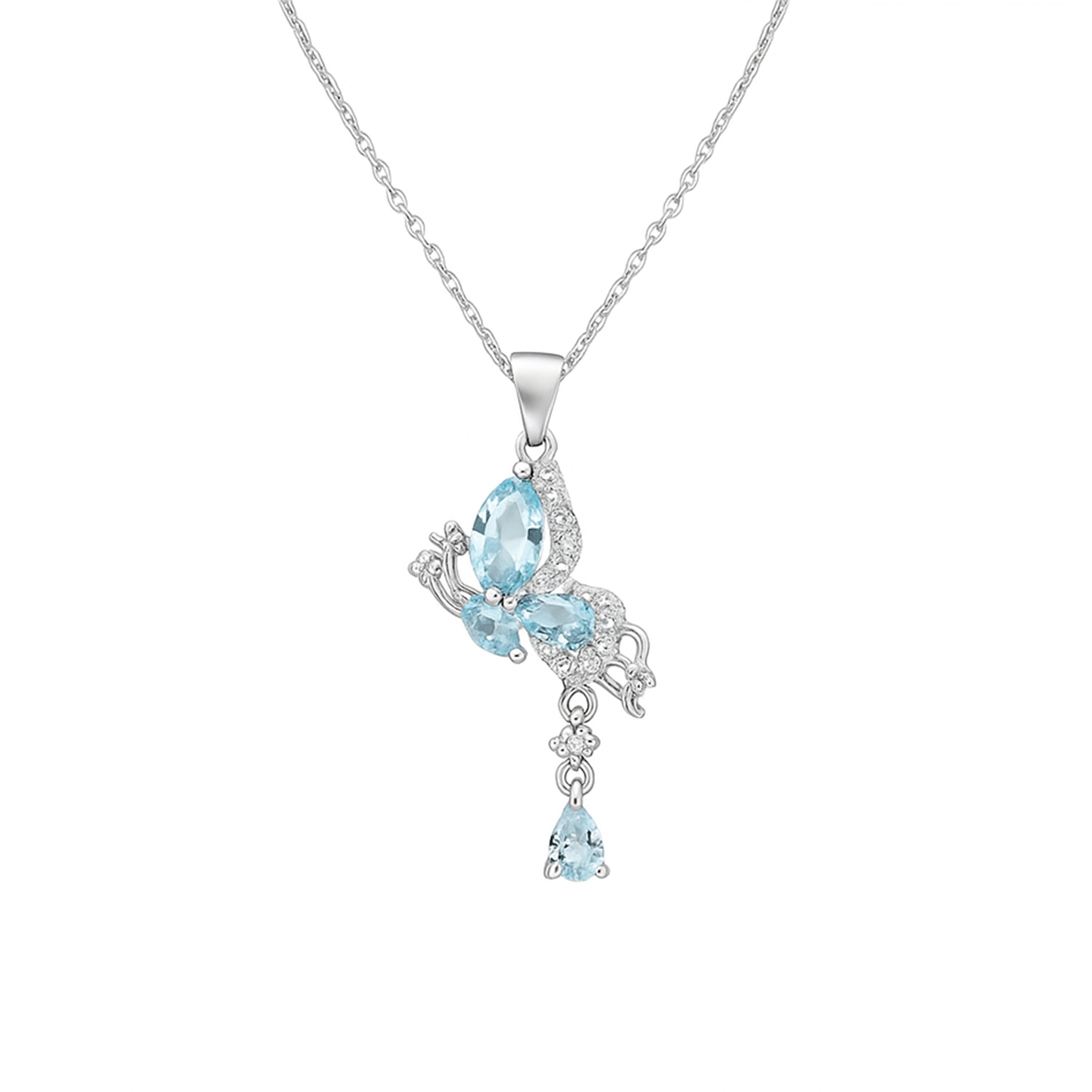 Ethereal Wings Blue Butterfly Necklace