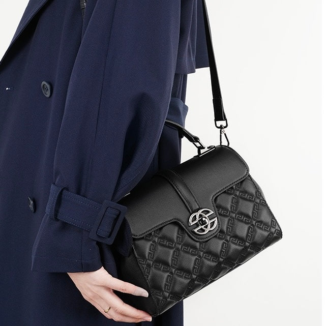 Commuter Genuine Leather Embossed Tote Crossbody Bag