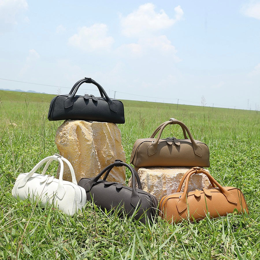 Top Grain Genuine Leather Large Capacity Baguette Handbag