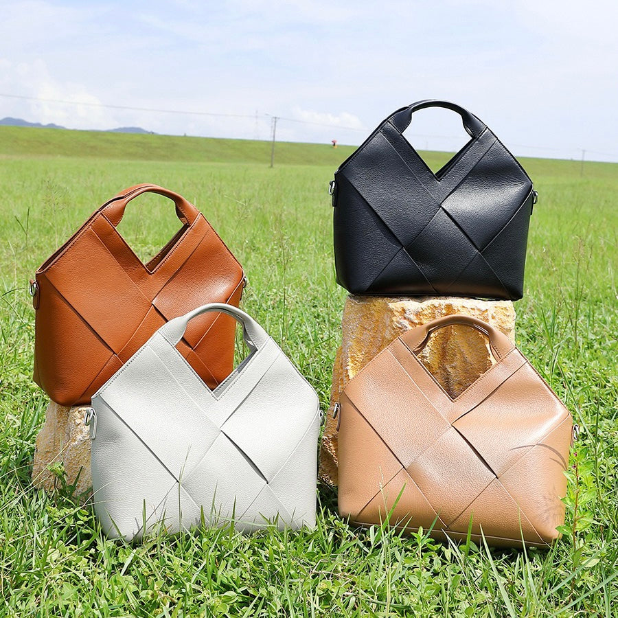 Women's Genuine Leather Woven Handbag