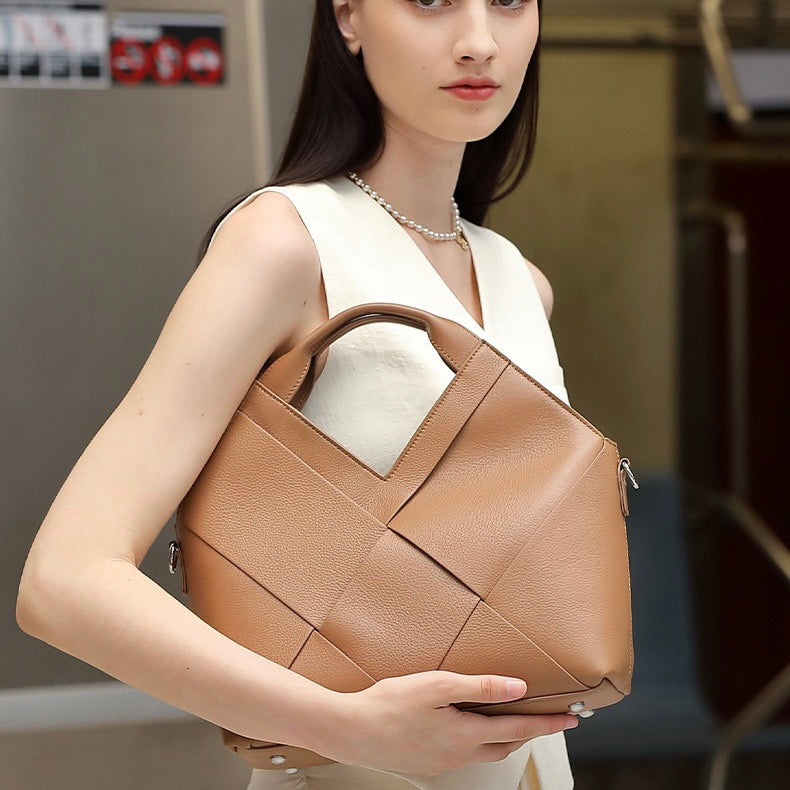 Women's Genuine Leather Woven Handbag