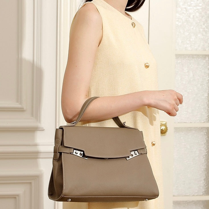 Women's Genuine Leather Minimalist Stylish Large Capacity Tote Shoulder Bag