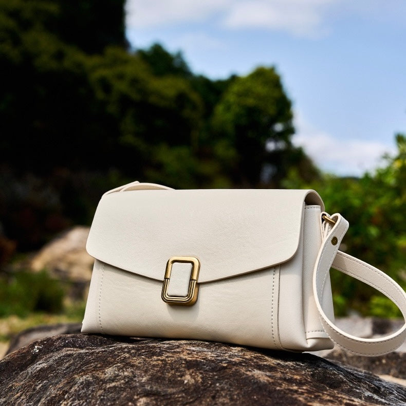 Women’s Genuine Leather Spring-Summer Commuter Tote Bag with Maillard Elegance