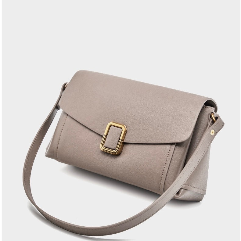 Women’s Genuine Leather Spring-Summer Commuter Tote Bag with Maillard Elegance