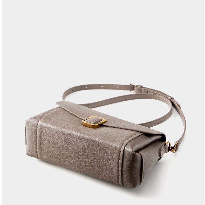 Women’s Genuine Leather Spring-Summer Commuter Tote Bag with Maillard Elegance