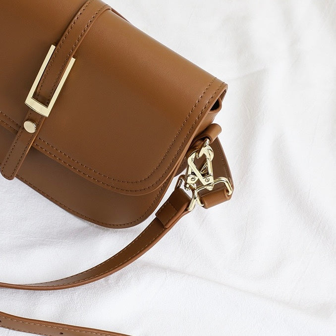 Women's Genuine Leather Saddle Crossbody Shoulder Bag
