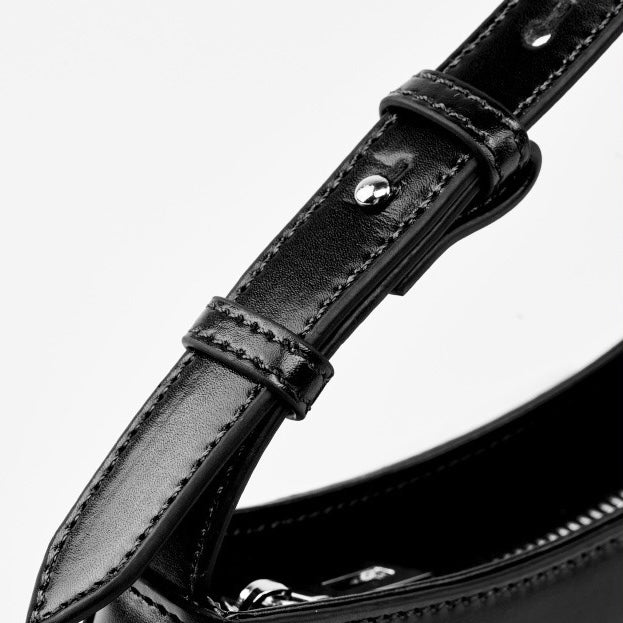 Minimalist Women's Genuine Leather Half Moon Baguette Bag