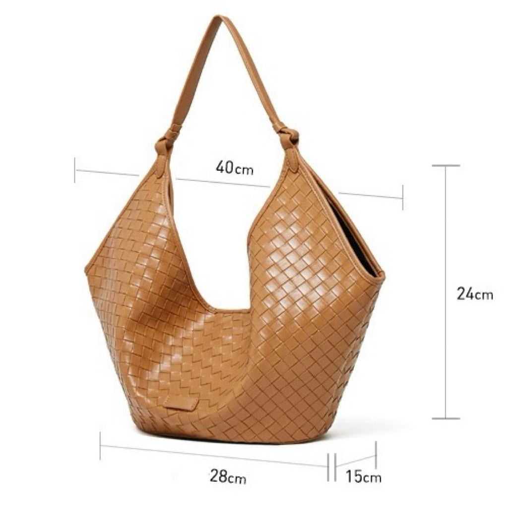 Women's Genuine Leather Woven Commuter Bag
