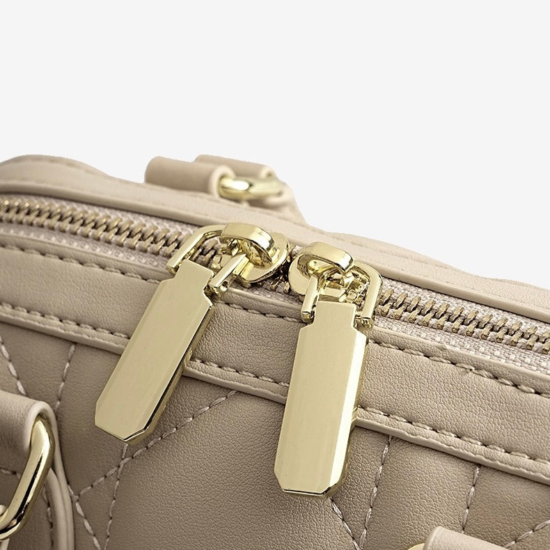 Women's Genuine Leather Quilted Boston Clutch Bag