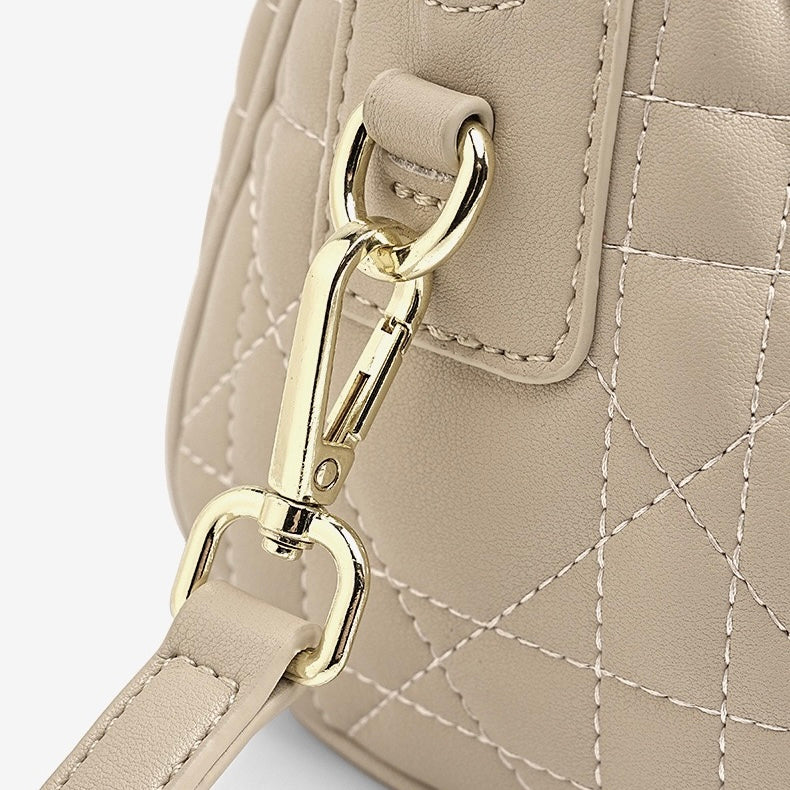 Women's Genuine Leather Quilted Boston Clutch Bag