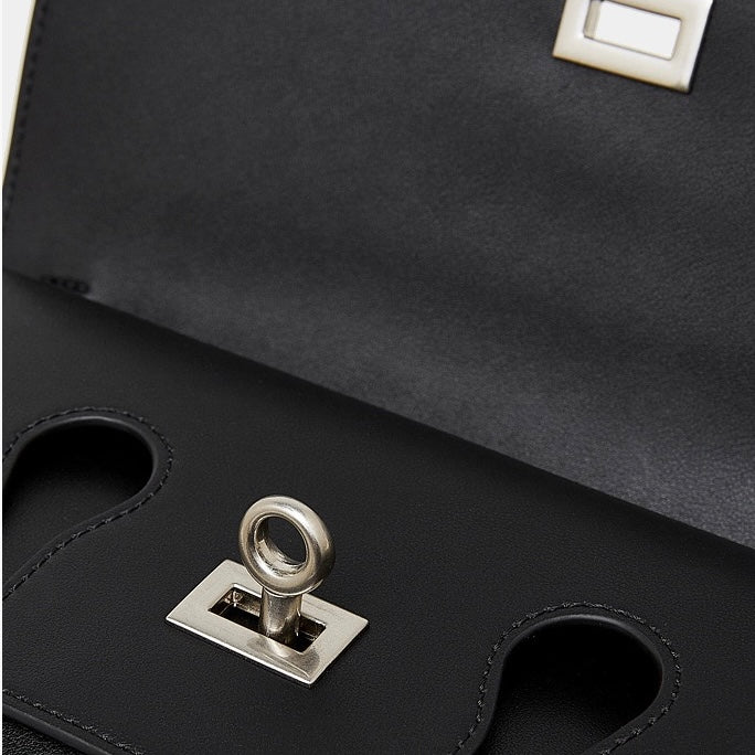 Women's Genuine Leather Designer Lock Clasp Shoulder Handbag