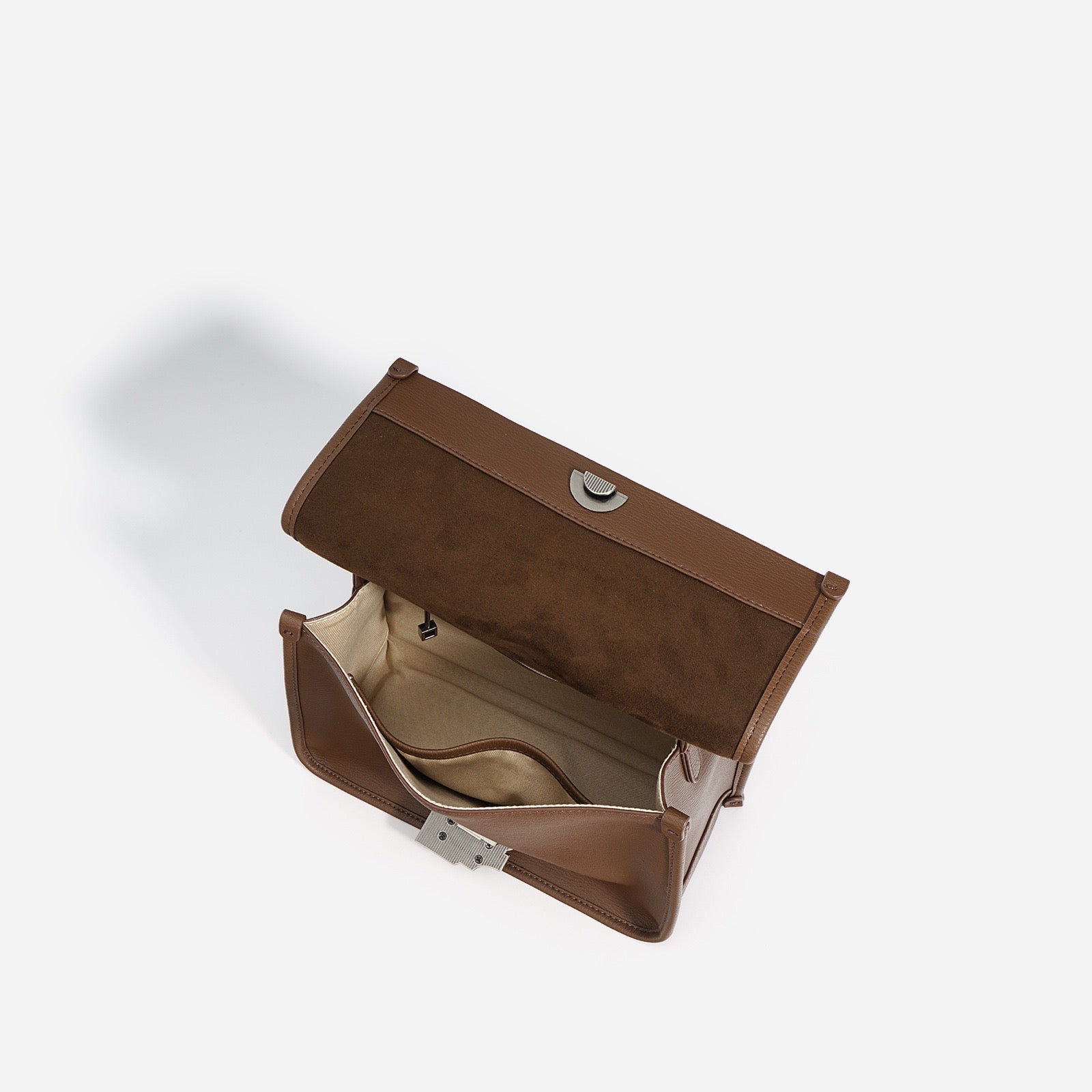 Women’s Genuine Leather Small Square Bag with Double Straps and Single Chain