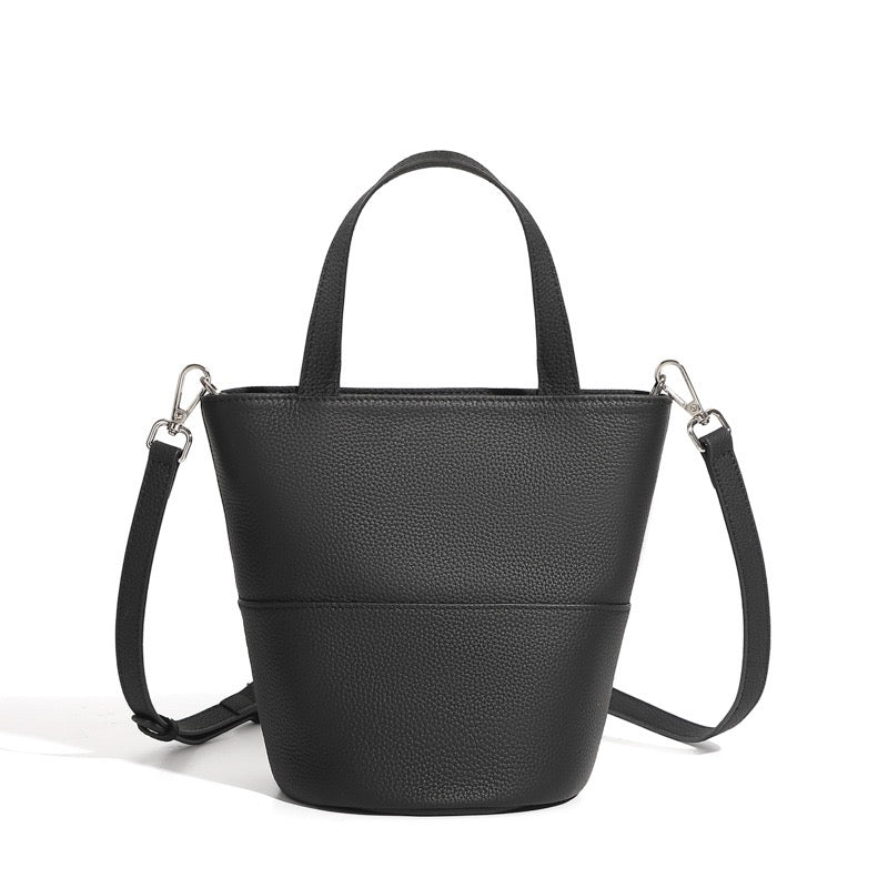 Women's Genuine Leather Minimalist Crossbody Bucket Bag