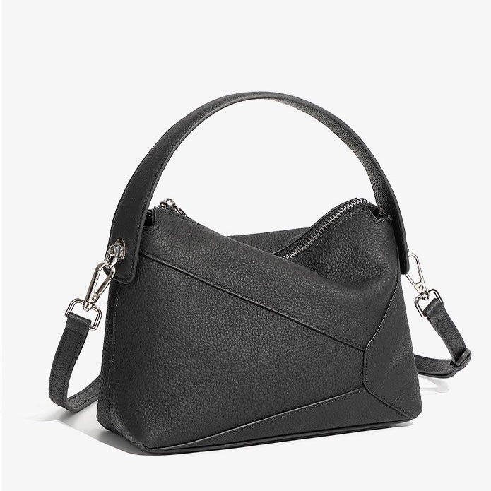 Women's Geometric Genuine Leather Pillow Crossbody Handheld Bag