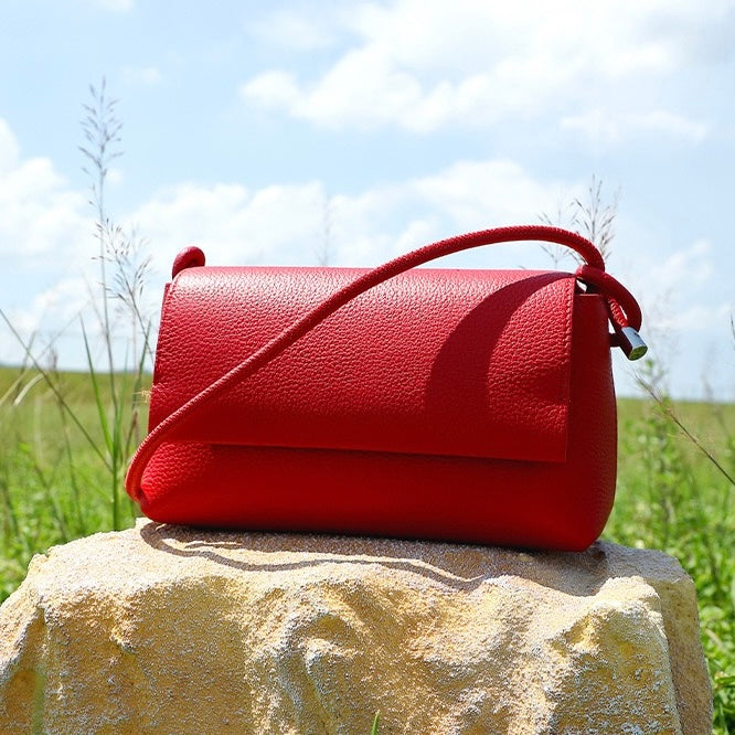 Women's Simple Multicolor Genuine Leather Compact Crossbody Bag