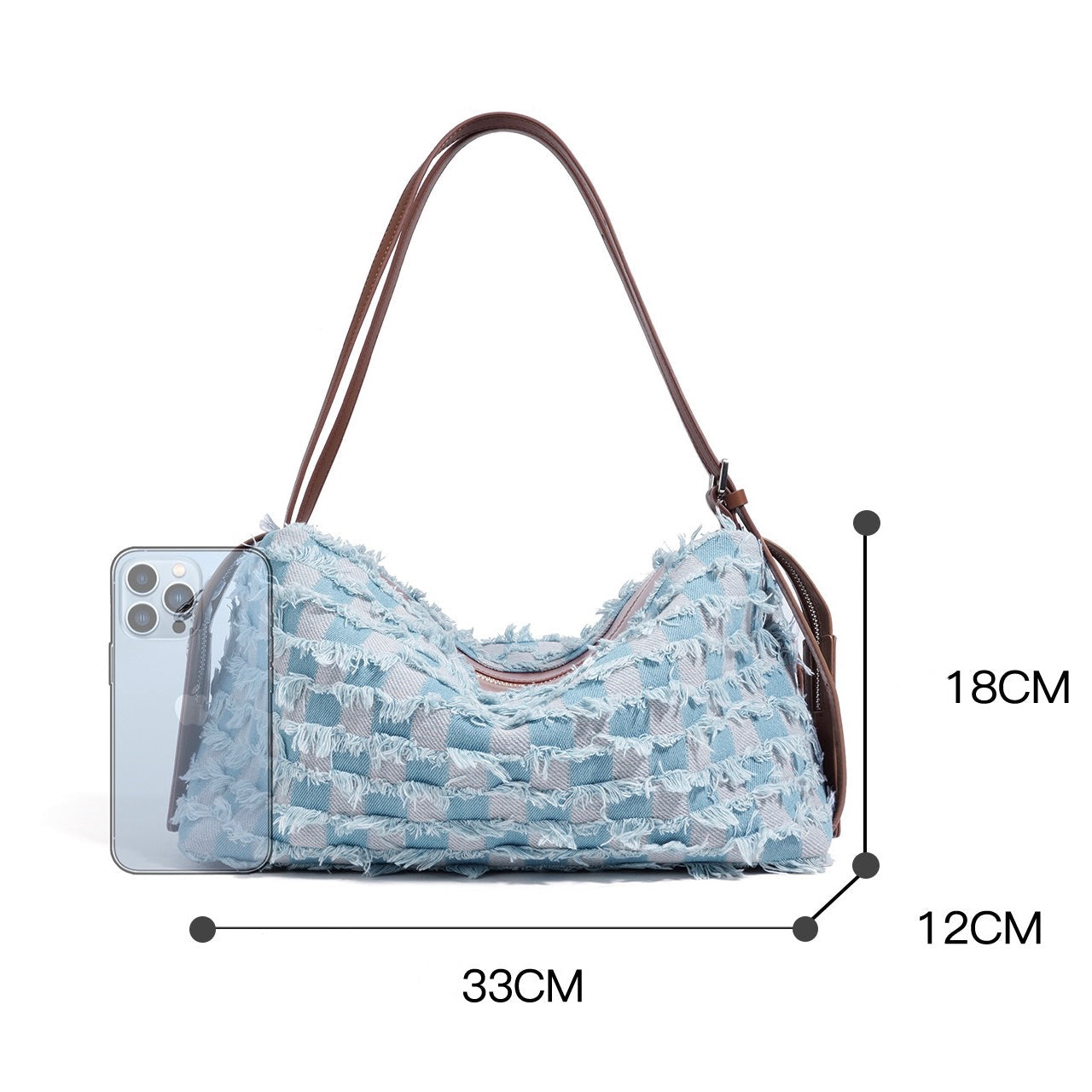 Women’s Genuine Leather Denim Patchwork Shoulder Bag – Vintage Artistic Style