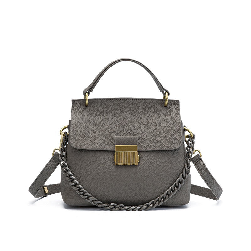 Women's Genuine Leather Shell Chain Crossbody Bag