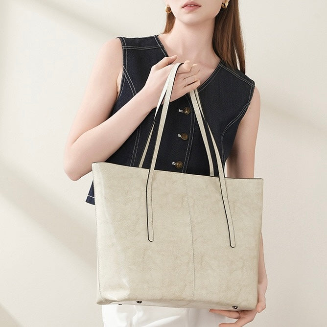 Women’s Genuine Leather Large Tote Shoulder Bag – Daily Commuter Essential