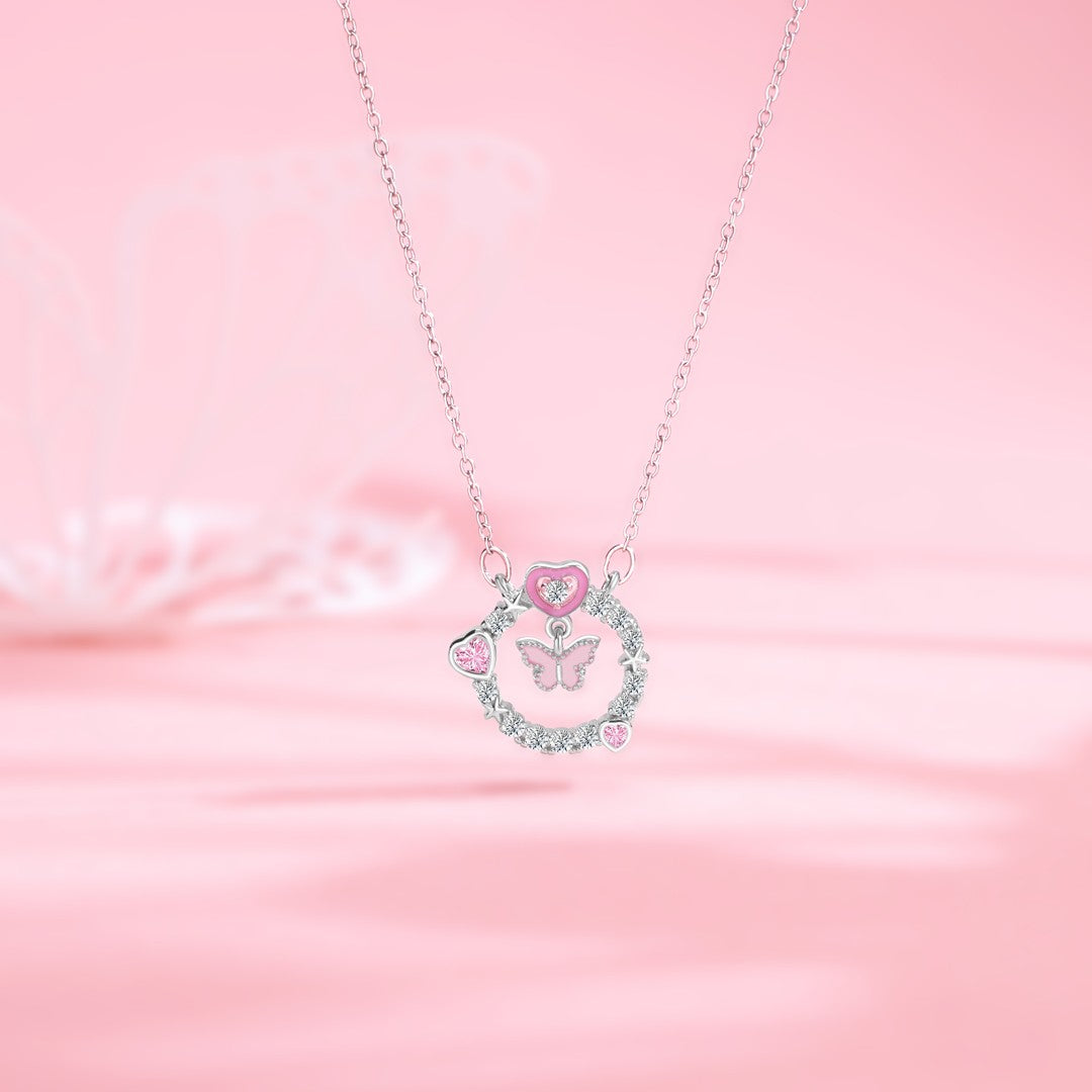 Pink Butterfly Garden Necklace
