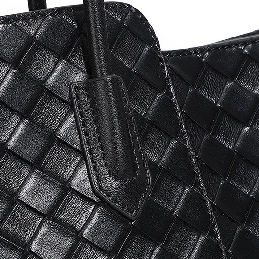 Women's Genuine Leather Large Capacity Woven Tote Bag