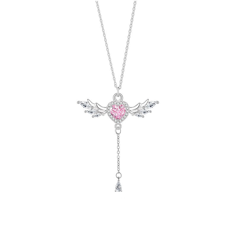 Pink Diamond Angel Heart Necklace