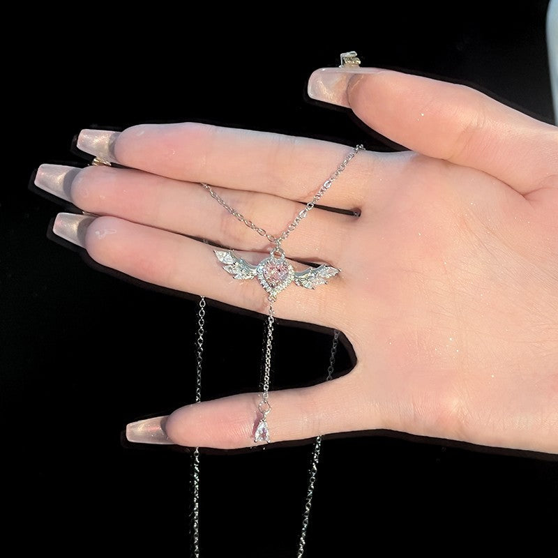 Pink Diamond Angel Heart Necklace