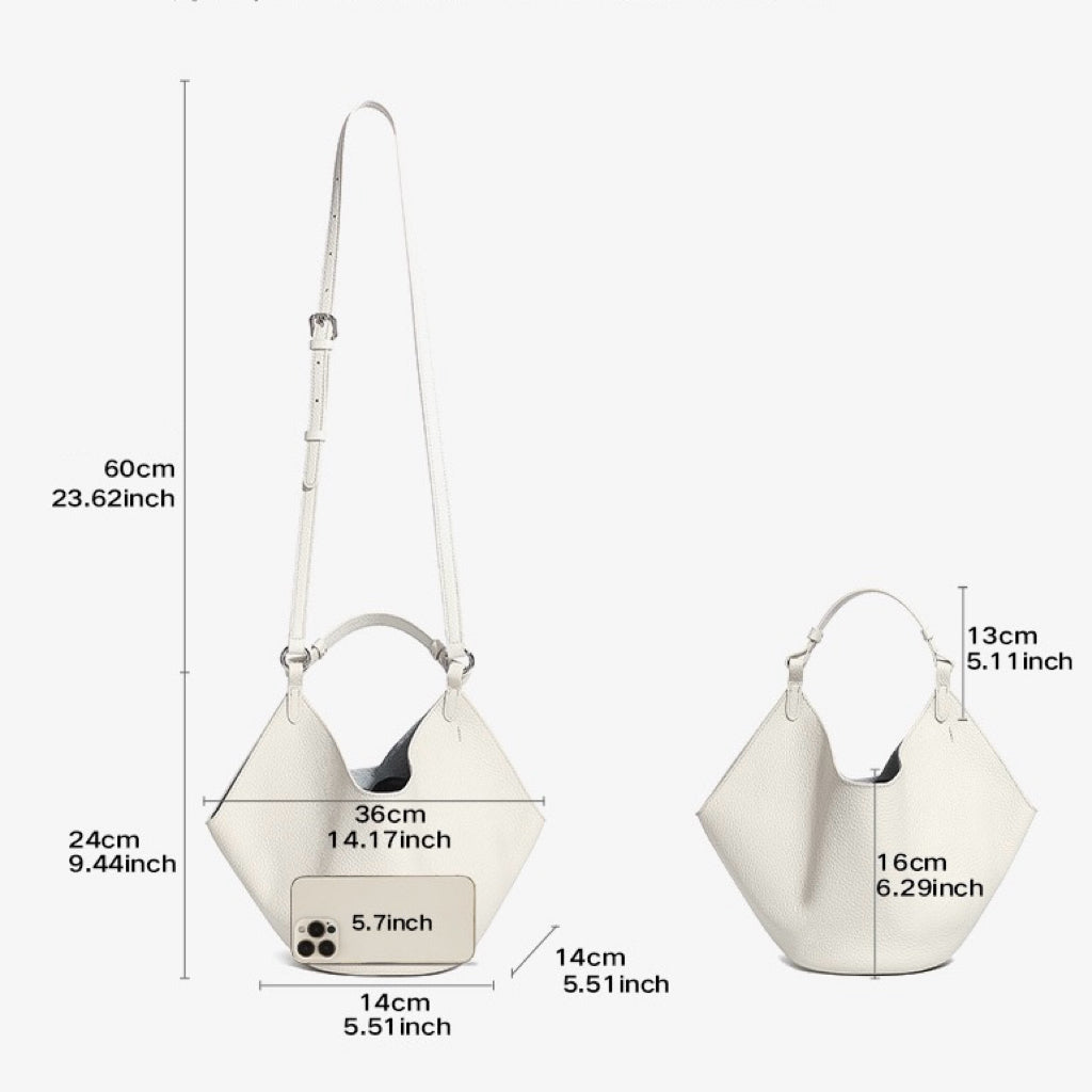 Women's Genuine Leather Large Capacity Basket Tote Bag