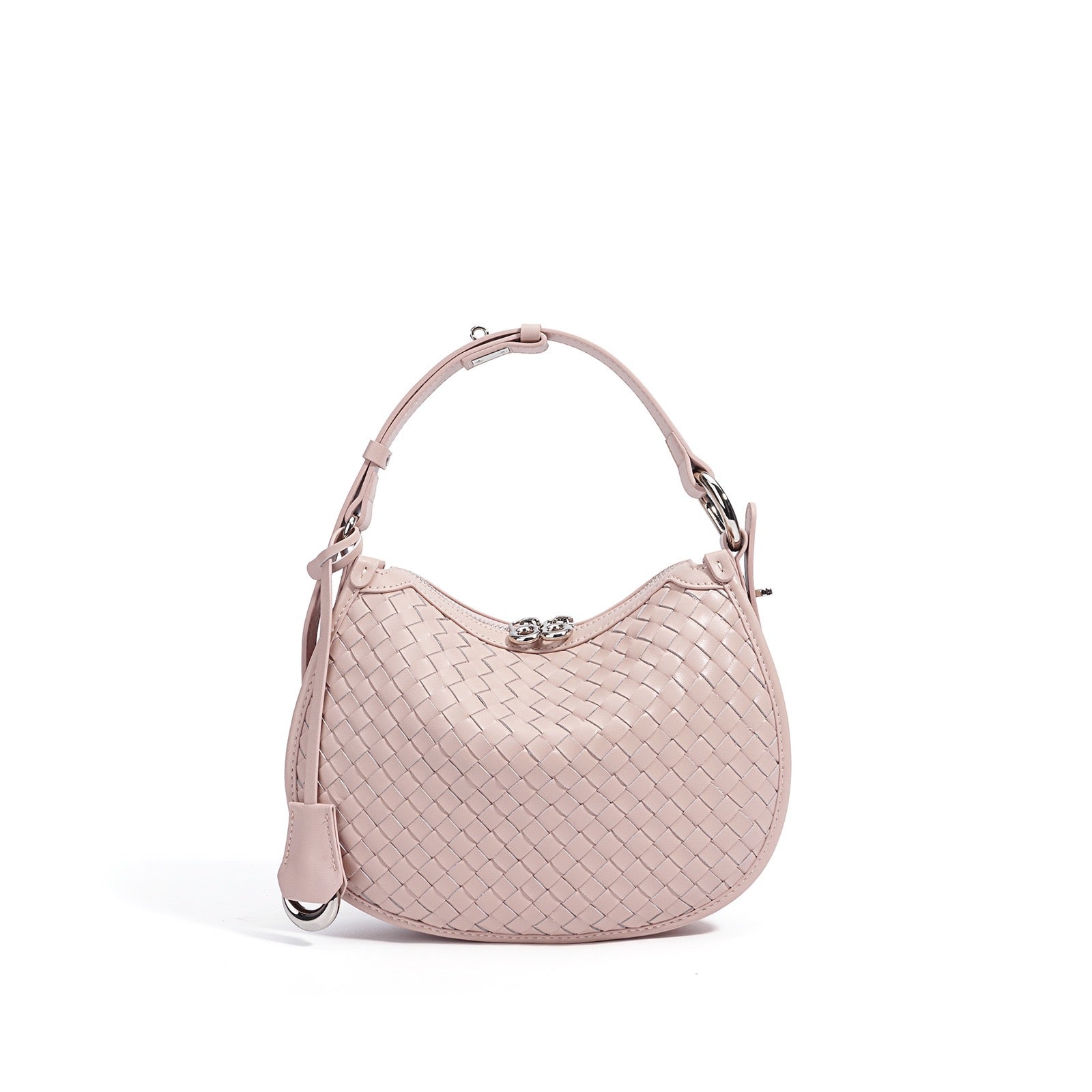 Woven Genuine Leather Crescent Shoulder Bag – Spring Summer 2025 Edition