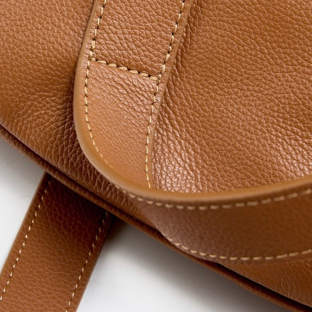 Women’s Genuine Leather Winged Pleated Tote – Minimalist Large Capacity Commuter Bag