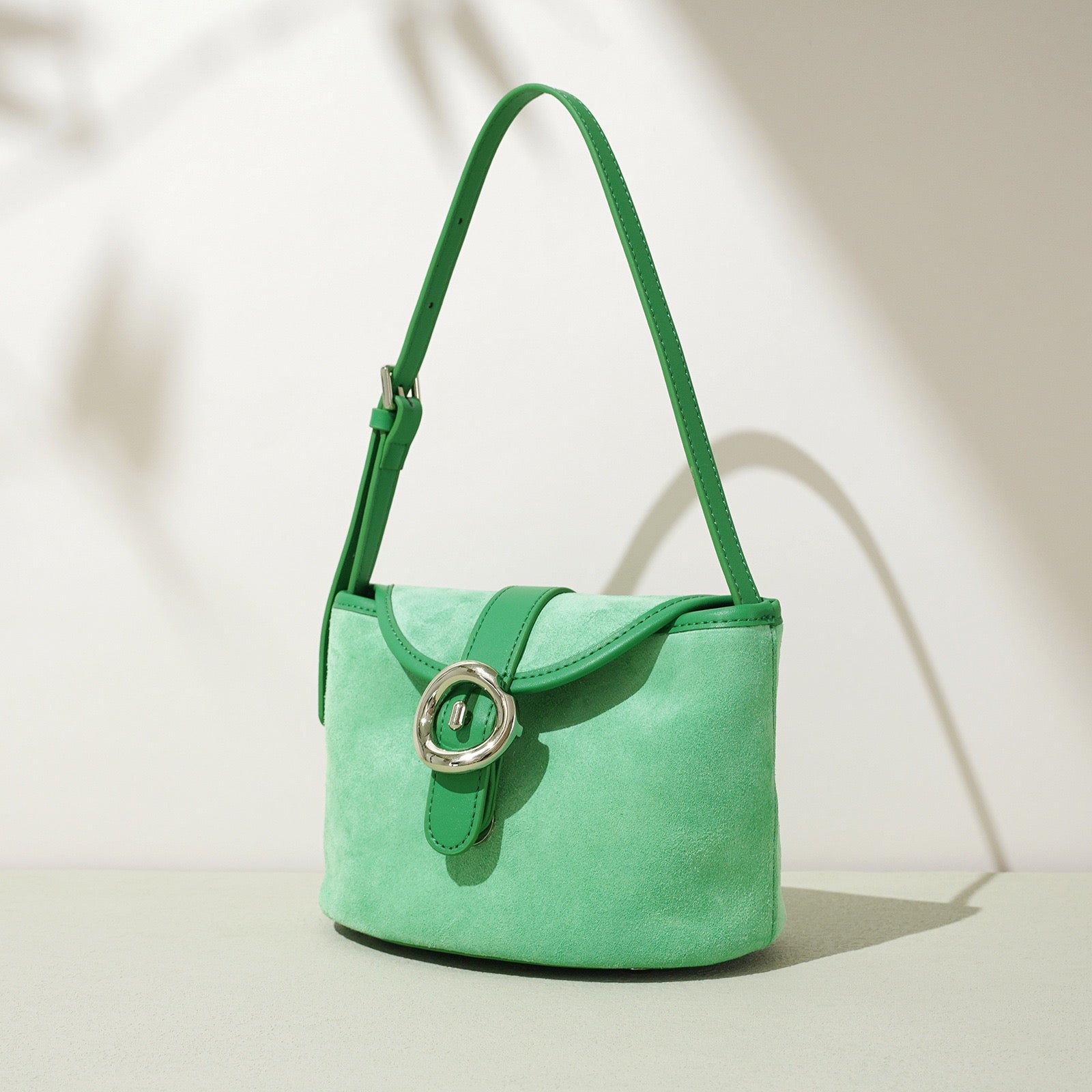 Women’s Matte Genuine Leather Colorblock Handheld Crossbody Bag