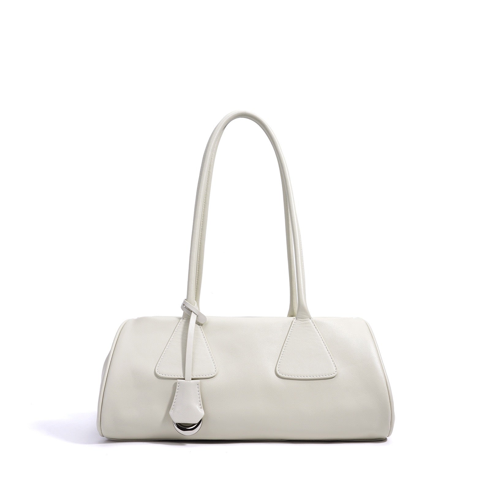 Spring Summer French Style Genuine Leather Pillow Shoulder Baguette Bag