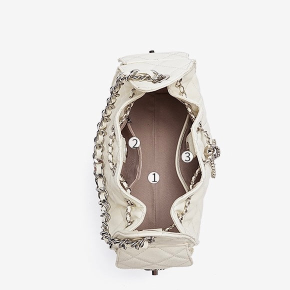 Genuine Leather Caviar Pattern Large Capacity Bucket Crossbody Bag