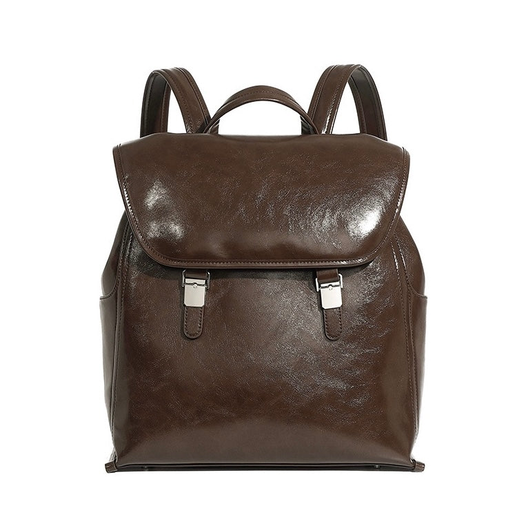 Genuine Leather Unisex Bronze-Era Casual Backpack