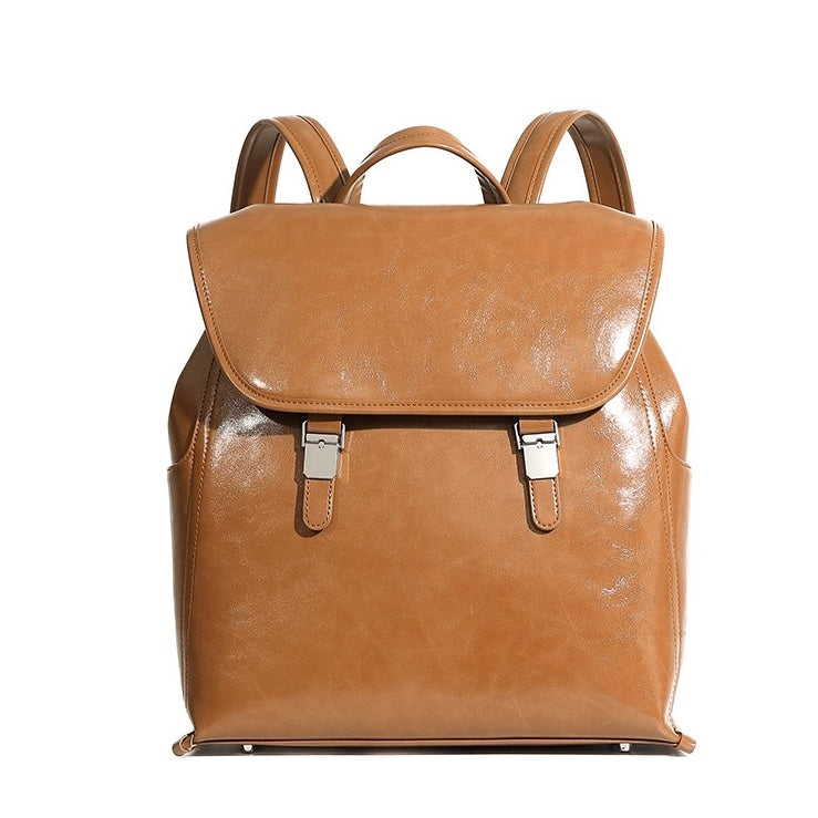 Genuine Leather Unisex Bronze-Era Casual Backpack