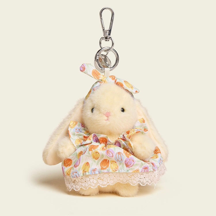 Floral Dress Baby Bunny Bag Charm