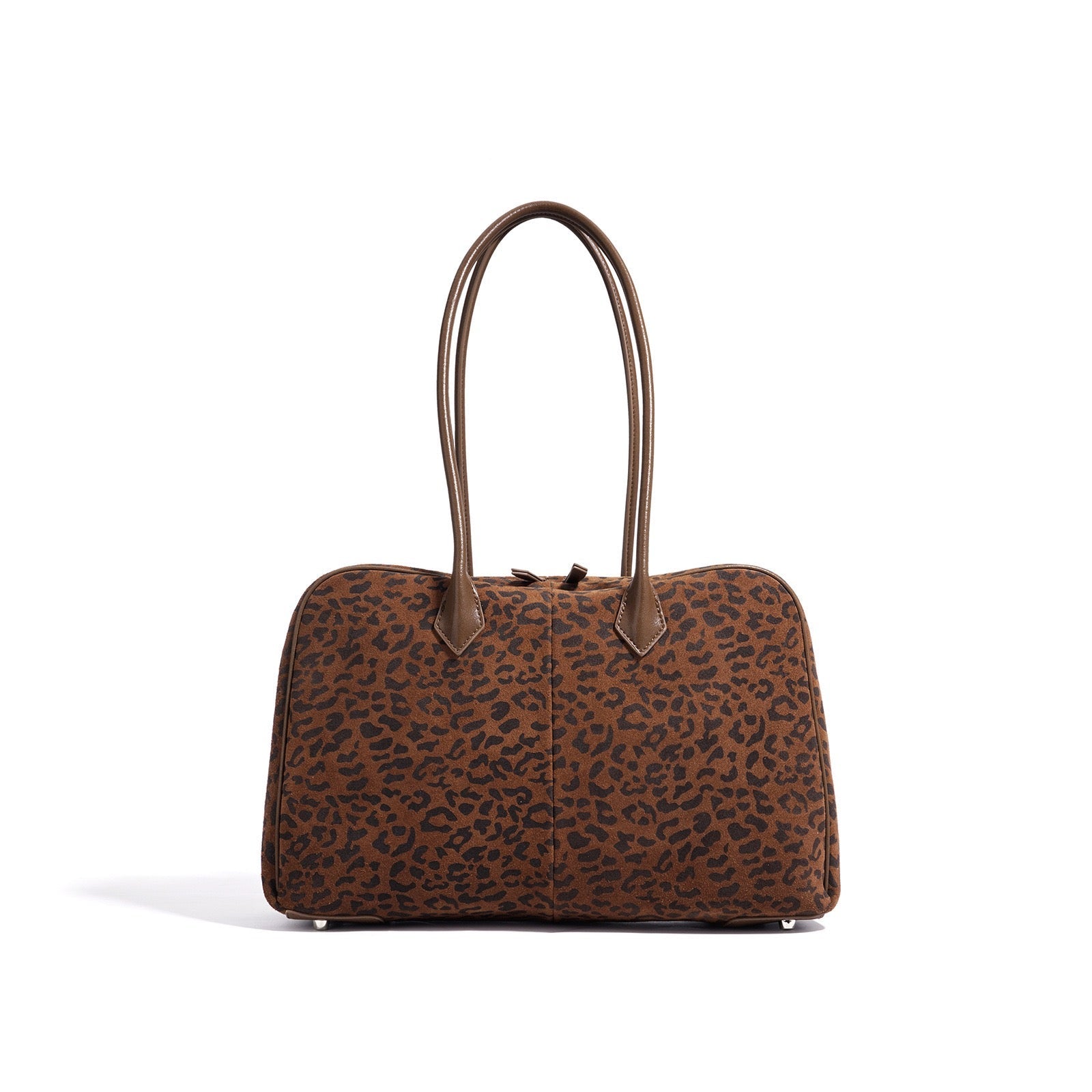 Women's Leopard Print Genuine Leather Large Capacity Bowling Bag