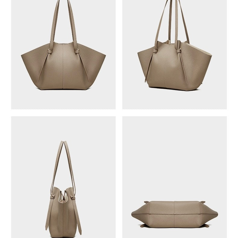 Duo-Set Textured Leather Tote with Pouch