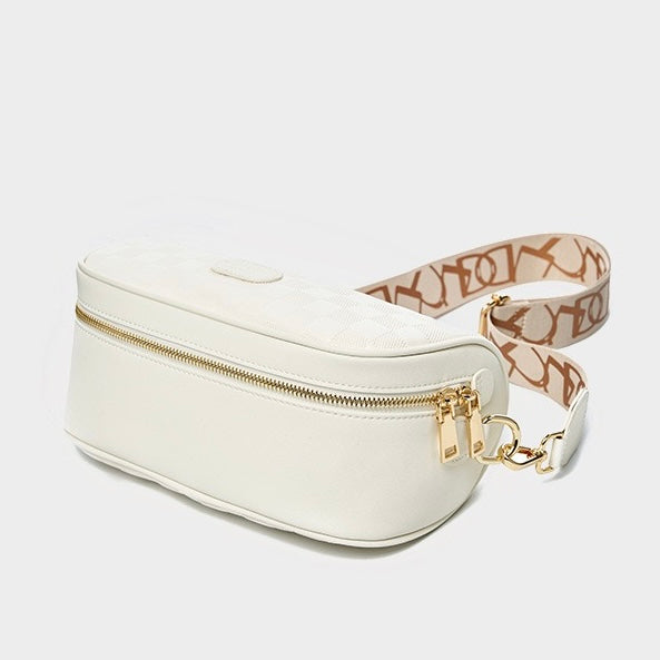 Elegant Women's Genuine Leather Checkered Crossbody Bag