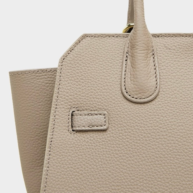 Classic Structured Leather Tote Bag with Gold Hardware