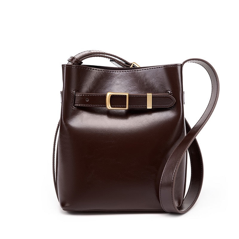 Women's Genuine Leather Vintage Shoulder Bucket Bag