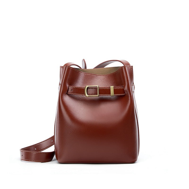 Women's Genuine Leather Vintage Shoulder Bucket Bag