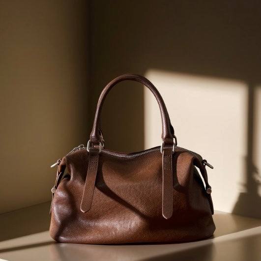 Top Grain Leather Vintage Fashion Pillow Handbag Crossbody Bag