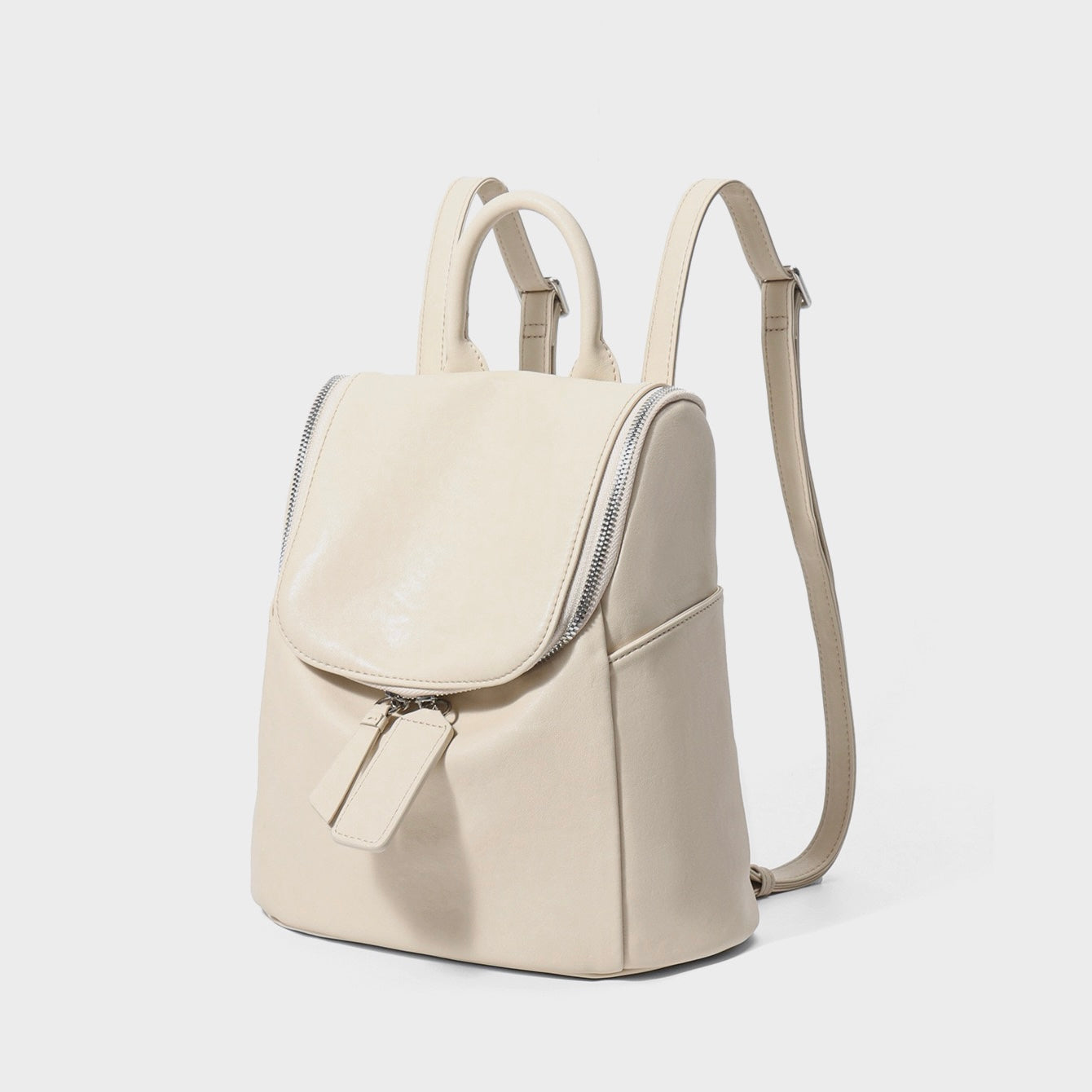 Minimalist Timeless Creamy Genuine Leather Backpack