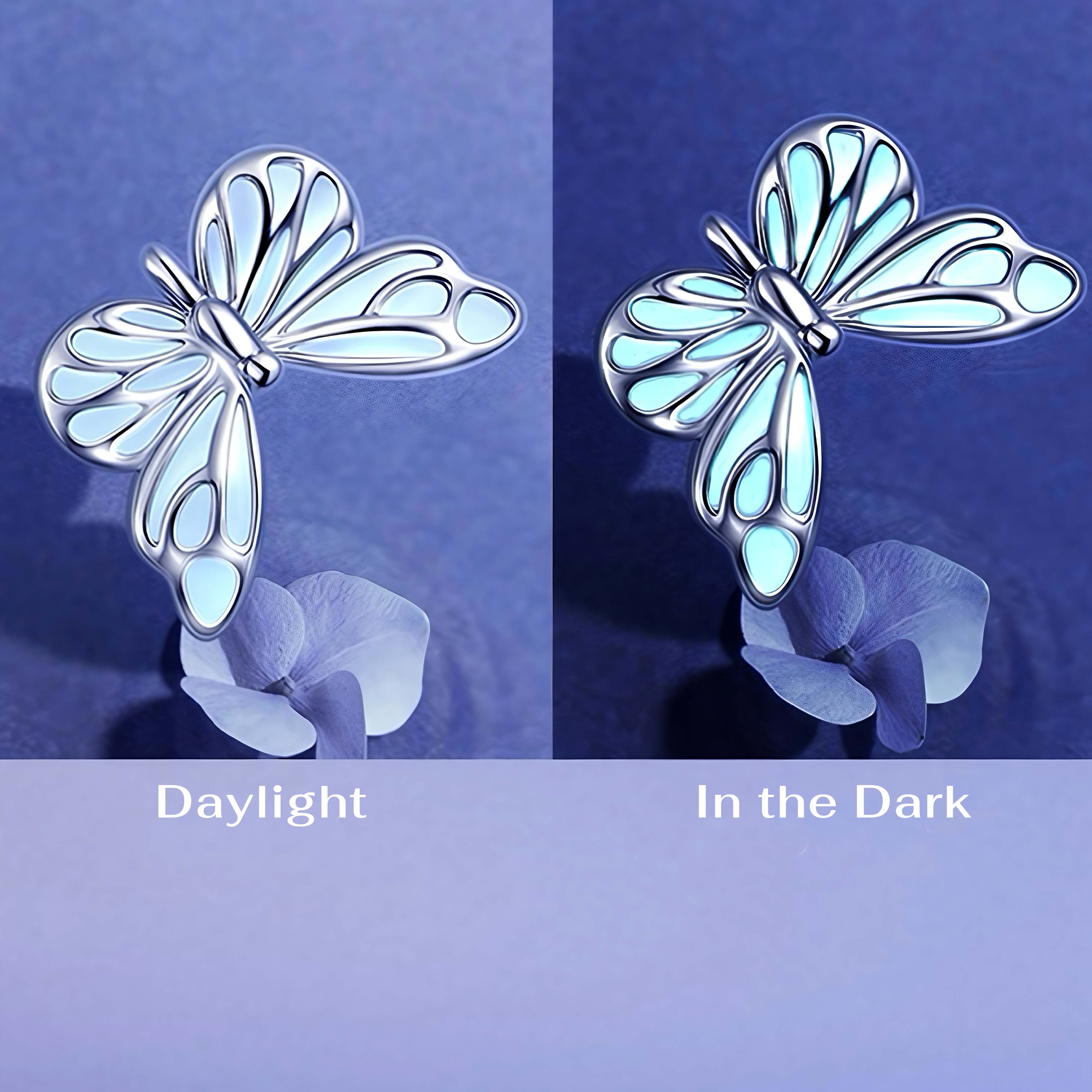 Luminous Dream Blue Butterfly Earrings