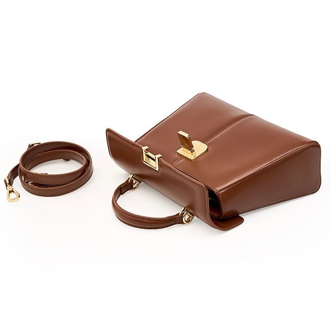 Women’s Genuine Leather Horseshoe Buckle Handbag
