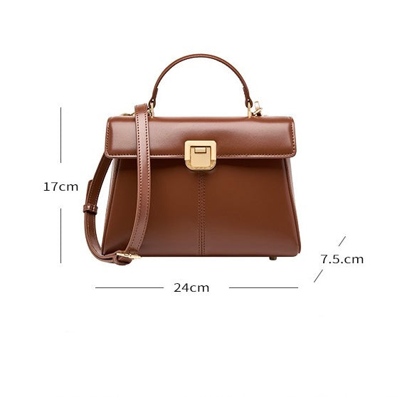 Women’s Genuine Leather Horseshoe Buckle Handbag