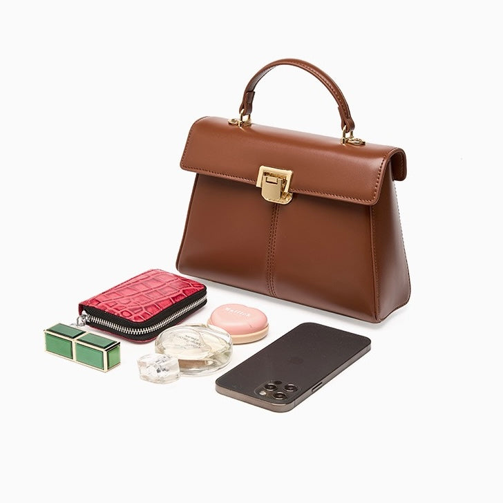 Women’s Genuine Leather Horseshoe Buckle Handbag