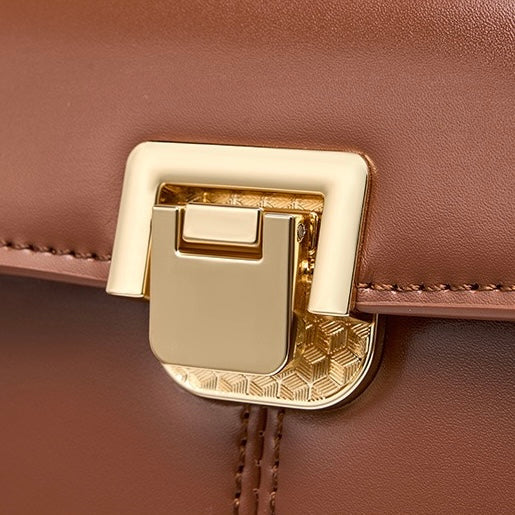 Women’s Genuine Leather Horseshoe Buckle Handbag