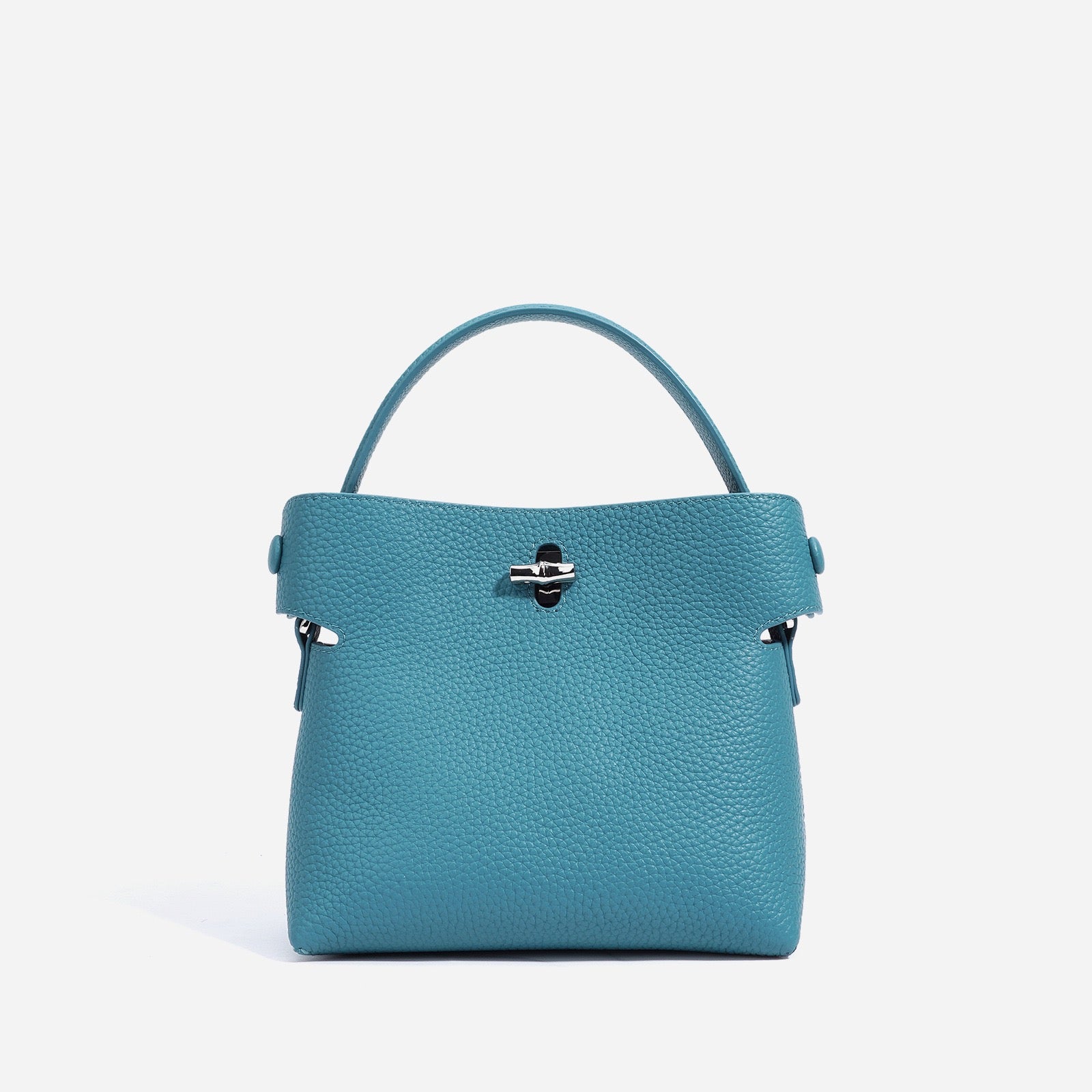 Women's Genuine Cowhide Elegant Bucket Bag Bamboo Handle Tote