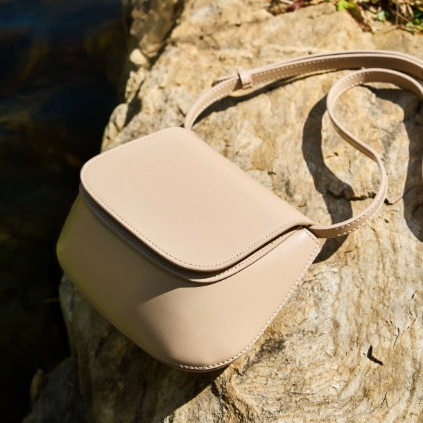 Women’s Genuine Leather Chic Crossbody Saddle Bucket Bag